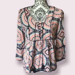 CROWN & IVY Mandala‎ Peasant Top XS
